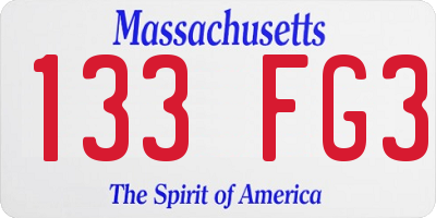 MA license plate 133FG3