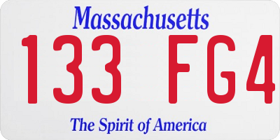 MA license plate 133FG4