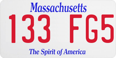 MA license plate 133FG5