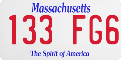 MA license plate 133FG6
