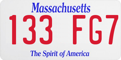 MA license plate 133FG7