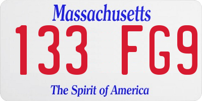 MA license plate 133FG9