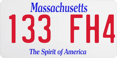 MA license plate 133FH4