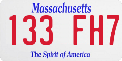 MA license plate 133FH7