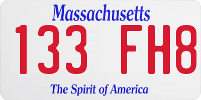 MA license plate 133FH8