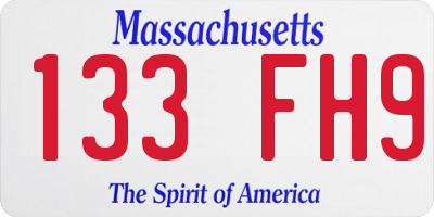 MA license plate 133FH9