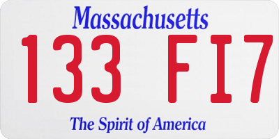 MA license plate 133FI7