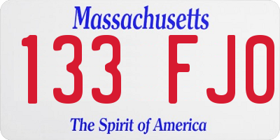 MA license plate 133FJ0