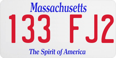 MA license plate 133FJ2