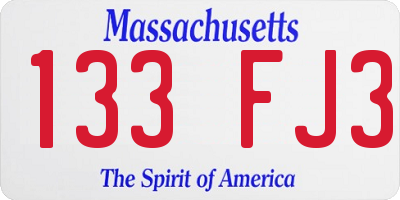 MA license plate 133FJ3