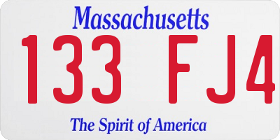 MA license plate 133FJ4