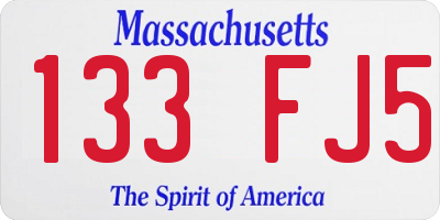 MA license plate 133FJ5