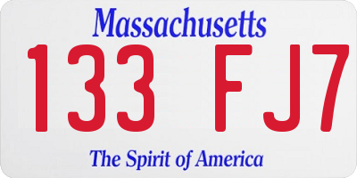 MA license plate 133FJ7
