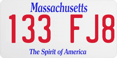 MA license plate 133FJ8
