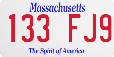 MA license plate 133FJ9