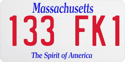 MA license plate 133FK1