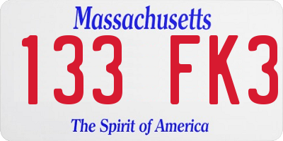 MA license plate 133FK3