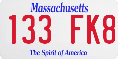 MA license plate 133FK8