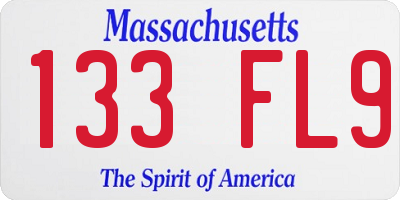MA license plate 133FL9