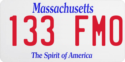 MA license plate 133FM0