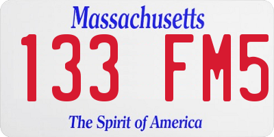 MA license plate 133FM5