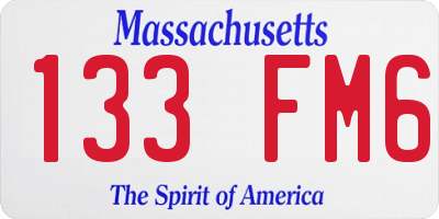 MA license plate 133FM6