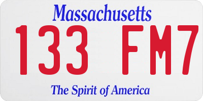 MA license plate 133FM7