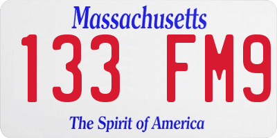MA license plate 133FM9