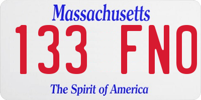 MA license plate 133FN0