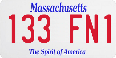 MA license plate 133FN1