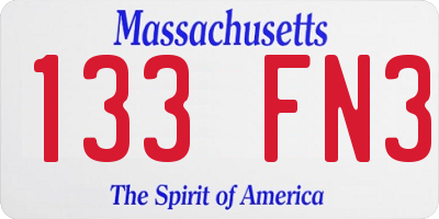MA license plate 133FN3