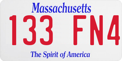 MA license plate 133FN4
