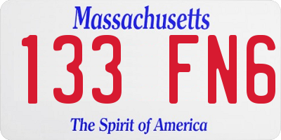 MA license plate 133FN6