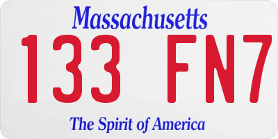 MA license plate 133FN7
