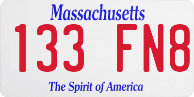 MA license plate 133FN8