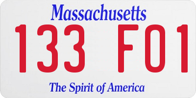 MA license plate 133FO1