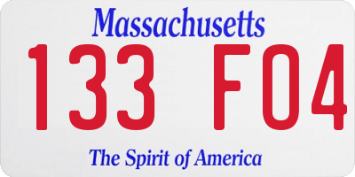 MA license plate 133FO4
