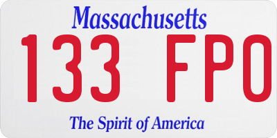 MA license plate 133FP0