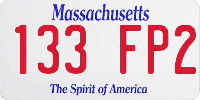 MA license plate 133FP2
