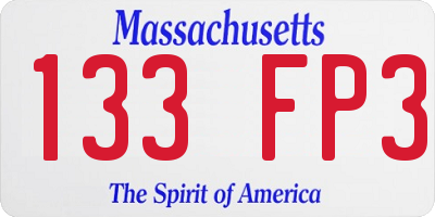 MA license plate 133FP3