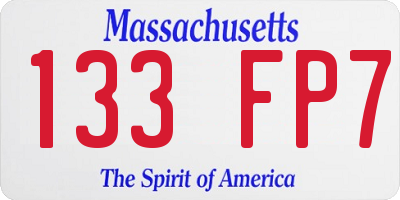 MA license plate 133FP7
