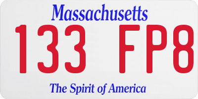 MA license plate 133FP8