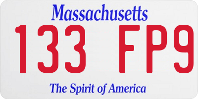 MA license plate 133FP9