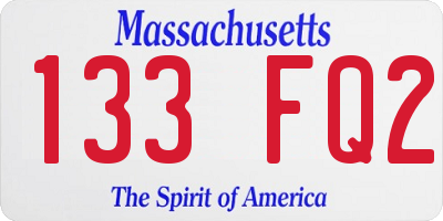 MA license plate 133FQ2