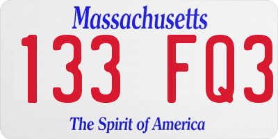 MA license plate 133FQ3