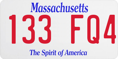 MA license plate 133FQ4
