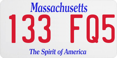 MA license plate 133FQ5