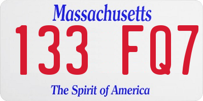 MA license plate 133FQ7