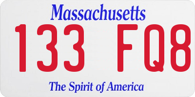 MA license plate 133FQ8