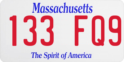 MA license plate 133FQ9